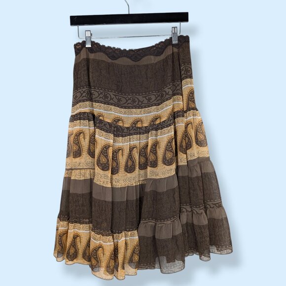 V. Jessica Petite Brown Paisley Peasant Skirt - Picture 5 of 7